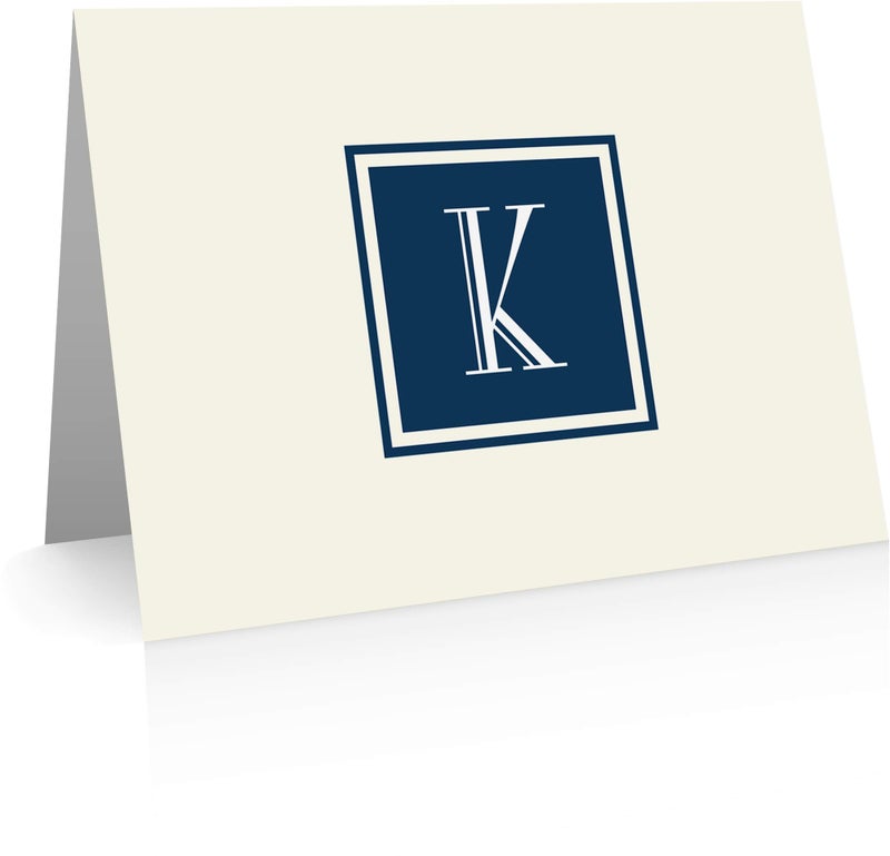 Little Notes by Comptime Monogram Stationery Note Cards - Monogram Thank You Cards (K) - Image 1